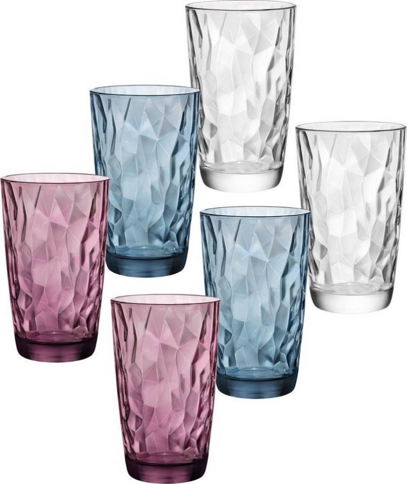 Emilja Gläser-Set Longdrink Gläser 47cl Diamond farblich sortiert - 6 Stück von Emilja