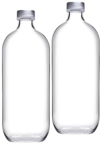 Emilja Glasflasche mit Drehverschluss 1L -2 Stück - Flasche Wasserflasche von Emilja