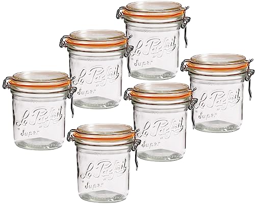 Emilja Le-Parfait Super Bügelverschlussglas 750ml - 6 Stück - Einkochglas Einkochgläser Marmeldenglas Sturzglas Einmachglas von Emilja