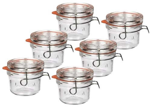 Emilja Lock-Eat Terrine 125ml - Einkochglas -6 Stück Einmachglas Einweckglas Dessertglas - abnehmbarer Deckel von Emilja