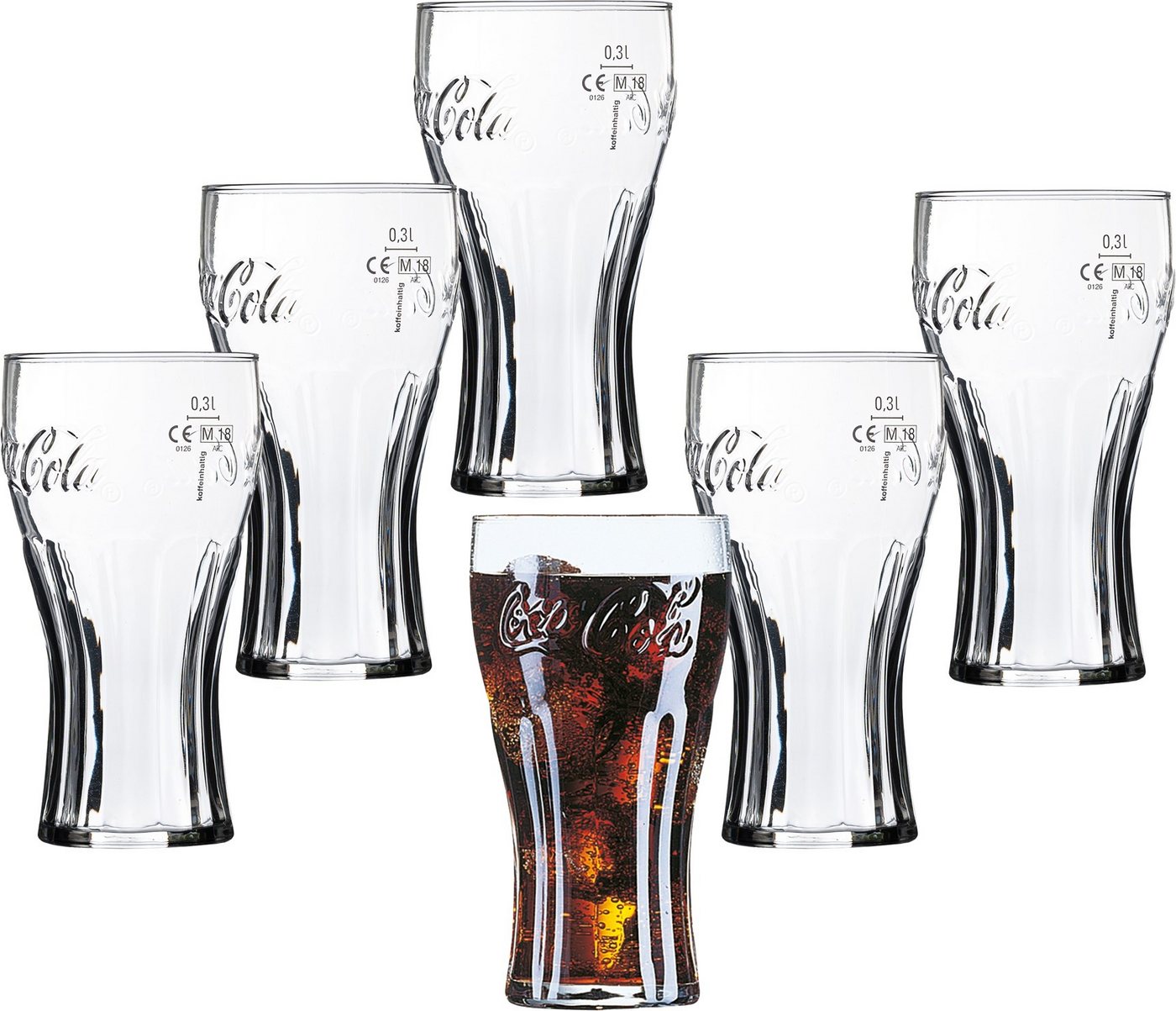 Emilja Longdrinkglas Coca-Cola Contourgläser 37cl - 0,3L geeicht - 6 Stück, Reliefglas Emilja Longdrinkglas Coca-Cola Contourgläser 37cl - 0,3L geeicht - 6 Stück, Reliefglas von Emilja