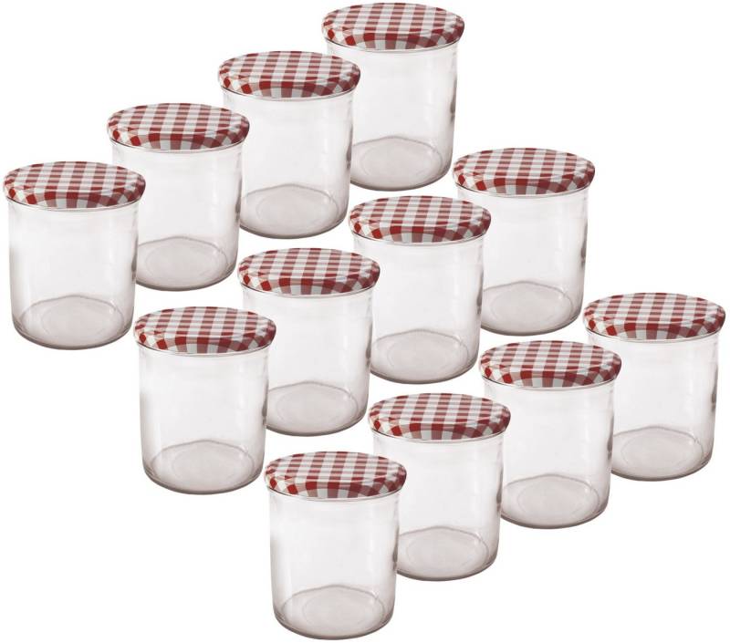 Emilja Marmeladenglas Einmachgläser 435ml rot -weißer Deckel - 12 Stück von Emilja