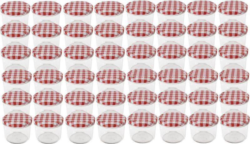 Emilja Marmeladenglas Einmachgläser Marmeladengläser 230ml rot -weißer Deckel - 48 Stück von Emilja