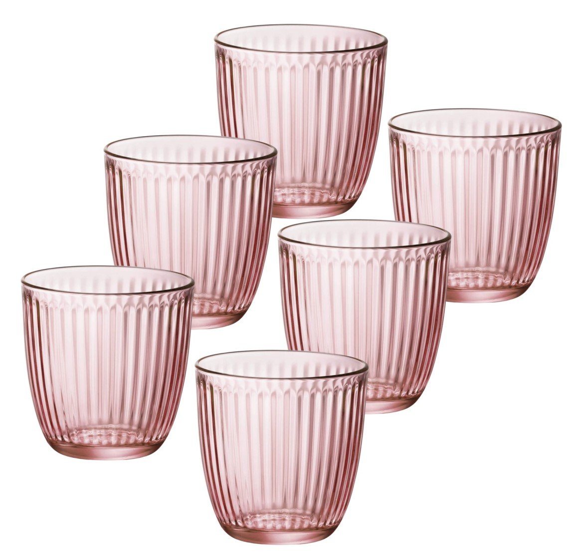 Emilja Tumbler-Glas 6 Wassergläser / Whiskybecher 29cl Line Rosa von Emilja