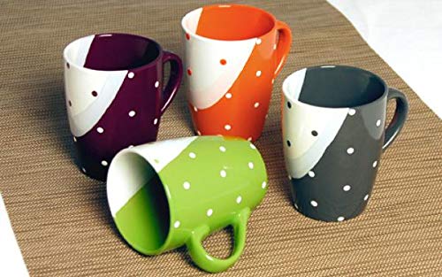 Kaffeebecher 4er Set Stoneware Dekor Dots von Emilja