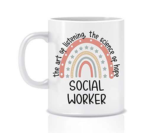 Sozialarbeiter-Tasse – Sozialarbeiter-Geschenktasse – Regenbogen-Tasse – Sozialarbeiter-Geschenk für Frauen – Geschenk für Arbeiter, 325 ml von Emily gift