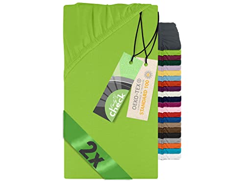 Emily´s Check 2er-Pack Spannbettlaken für Beistellbett - Wiege - Stubenwaagen 1493.2123, 40 x 80 cm, apfelgrün von Emily´s Check