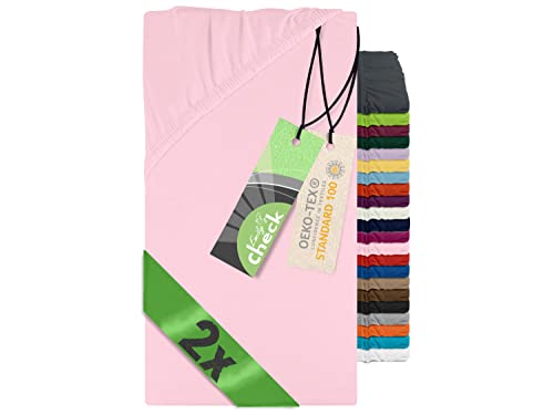 Emily´s Check 2er-Pack Spannbettlaken für Gäste-, Camping- und Truckerbett 1493.2123, 80-90 x 190 cm, zartrosa von Emily´s Check
