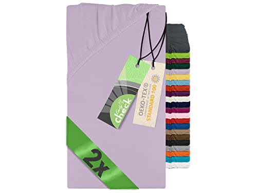 Emily´s Check 2er-Pack Spannbettlaken für Kinder- und Babybettmatratzen 1493.2123, 70 x 140 cm, Flieder von Emily´s Check