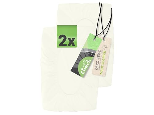Emily´s Check 2er Pack Spannbezug für Nackenkissen Gesundheitskissen 1596.2323, 30-35 x 45-50 cm, Offwhite von Emily´s Check