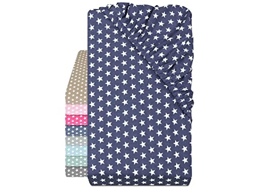 Emily´s Check Baumwolle Spannbettlaken - Sternen im Alloverdesign 445.511, 70 x 140-150 cm, Navy von Emily´s Check