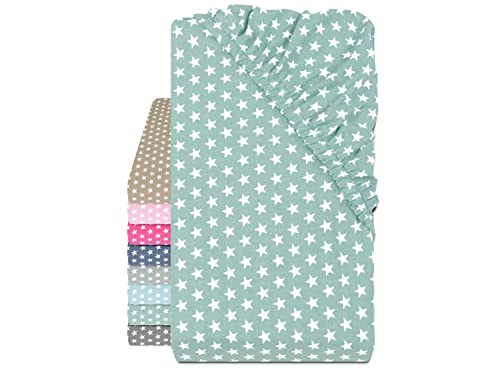 Emily´s Check Baumwolle Spannbettlaken - Sternen im Alloverdesign 445.511, 70 x 140-150 cm, Jade von Emily´s Check