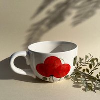 Eine Große Tasse/Kleine Schale Mit Popy Mehrzweck Eine Große Tasse/Kleine Schale Mit Popy Mehrzweck von EmilyPotteryArt