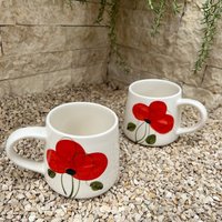Handgemachte Keramik Tasse Roter Mohn Blumen Design Handgemachte Keramik Tasse Roter Mohn Blumen Design von EmilyPotteryArt