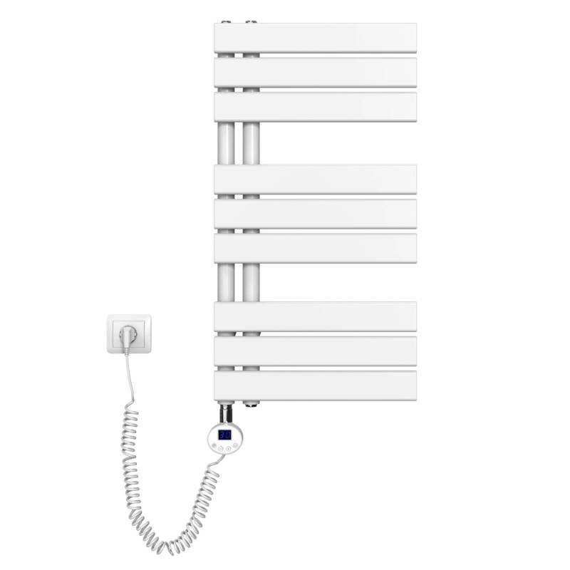 Emke Badheizkörper Elektrisch mit Thermostat und Timer für Handtuchwärmer 40x76cm 400W Weiß Handtuchheizkörper von Emke