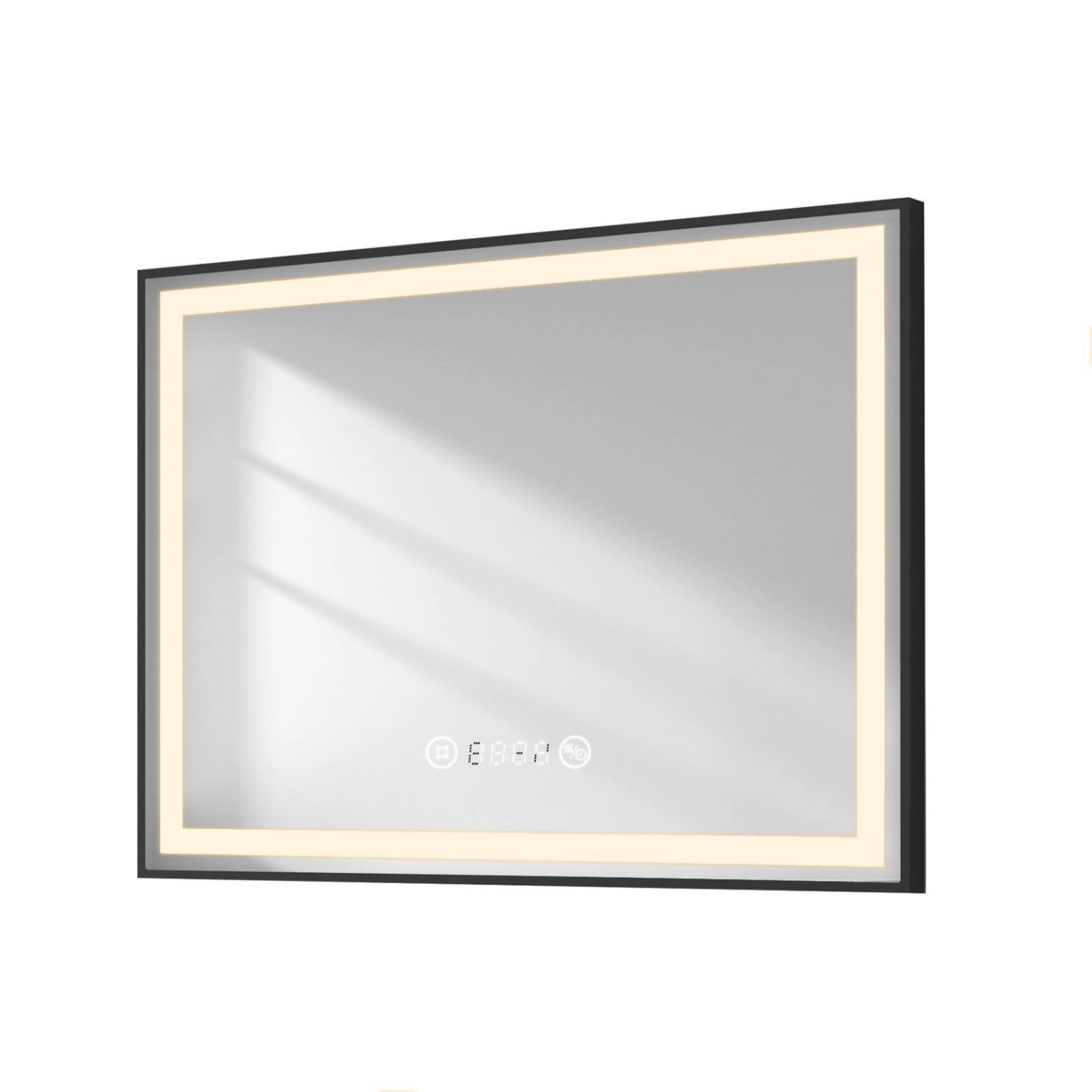 Emke Badspiegel mit Beleuchtung 80x60cm Schwarzer Rand Spiegel mit Touch Antibeschlag Uhr Temperatur Dimmbar Emke Badspiegel mit Beleuchtung 80x60cm Schwarzer Rand Spiegel mit Touch Antibeschlag Uhr Temperatur Dimmbar von Emke