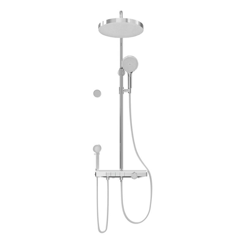 Emke Duschsystem Regendusche Chrom LED Anzeige Glasablage Duschsystem mit 3+1 Elternteil und Kind Handbrause von Emke