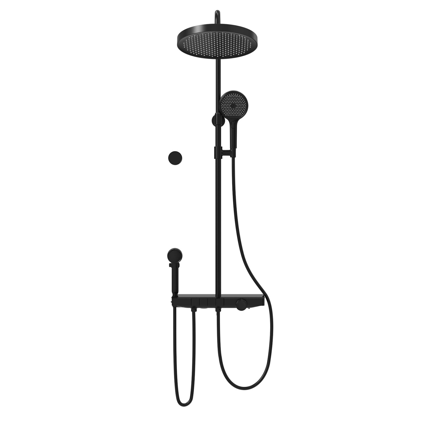 Emke Duschsystem Regendusche Mattschwarz LED Anzeige Glasablage Duschsystem mit 3+1 Elternteil und Kind Handbrause von Emke
