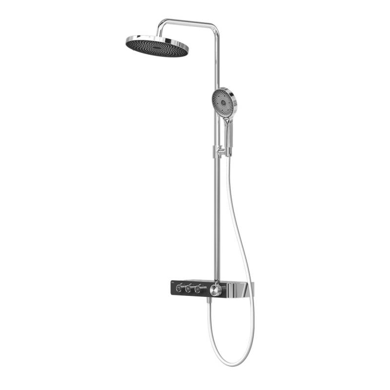 Emke Duschsystem mit Thermostat Chrom 36x24 cm Regendusche 3 Strahlarten Handbrause von Emke