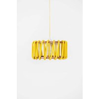 Gelbe Pendelleuchte | Stilvolles Design Atmosphäre Dekoration Minimalistisch Kronleuchter Beleuchtung Hängelampe Holz Detail Lampenschirm von EmkoPlaceShop