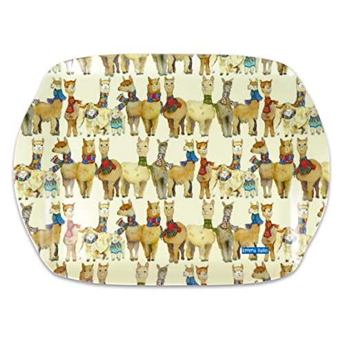 Alpakas und Freunde – Emma Ball buntes Melamin-Tablett – 35 cm von Emma Ball