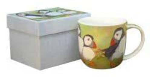 Emma Ball Tasse aus Knochenporzellan mit Papageientaucher-Motiv, Geschenkbox, 350 ml, 9 cm Durchmesser, 8,5 cm Höhe, wiederverwendbar von Emma Ball