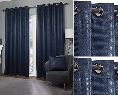 Emma Barclay Ambiance Vorhänge mit Ösen, 168 x 183 cm, Marineblau, Polyester, Navy, Width 66 x Drop 72" (168 x 183cm) von Emma Barclay