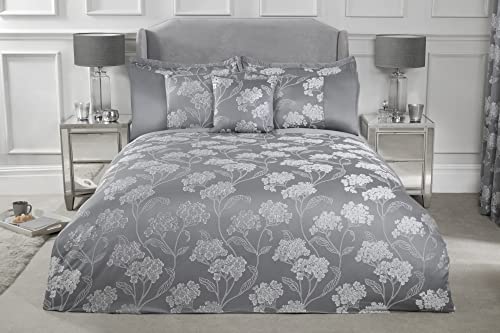 Emma Barclay Bettwäsche-Set, Jacquard, mit Blumenmuster, für Doppelbett, silberfarben von Emma Barclay