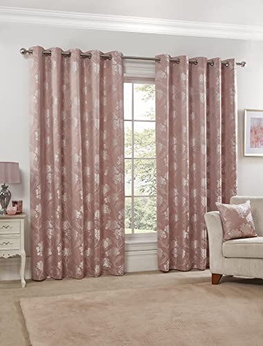 Emma Barclay Blossom Jacquard-Vorhänge, gefüttert, mit Ösen, 228 x 228 cm, Blush Pink von Emma Barclay