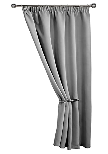 Emma Barclay Cali Türvorhang, Thermo-Verdunkelungsfutter, Bleistiftfalten, Einzeltür, 114,3 x 213,4 cm, silberfarben von Emma Barclay