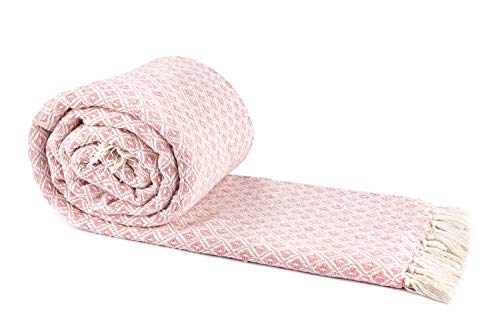 Emma Barclay Casablanca – Scandi gewebte recycelte Baumwolle für Sessel, Sofa, Bett, Überwurf, Überwurf, in Blush Pink – 50 x 60 (127 x 152 cm) von Emma Barclay