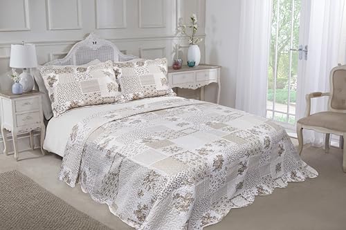 Emma Barclay Cotswold – gestepptes Patchwork-Tagesdecken-Set in Natur – Doppelbett von Emma Barclay