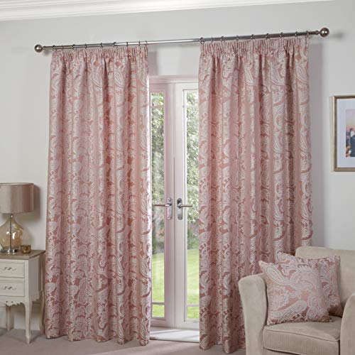 Emma Barclay Duchess Jacquard-Vorhänge, gefüttert, Bleistiftfalten, 168 x 137 cm, Rosa (Blush Pink) von Emma Barclay
