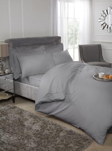 Emma Barclay Luxuriöser Bettbezug aus ägyptischer Baumwolle, Fadenzahl 200, Silberfarben – Kingsize-Bett von Emma Barclay