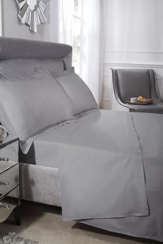 Emma Barclay Luxuriöses Spannbetttuch aus ägyptischer Baumwolle, Fadenzahl 200, für Kingsize-Bett, Silber von Emma Barclay