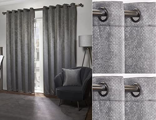 Emma Barclay 2 Ösenvorhänge, Polyester, anthrazit, W 66" x L 72" (2 Panels) von Emma Barclay