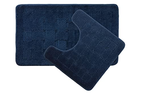 Emma Barclay Orkney rutschfeste Badematte und WC Set, Polypropylen, Marine, 50 x 80/50 x 40 cm von Emma Barclay