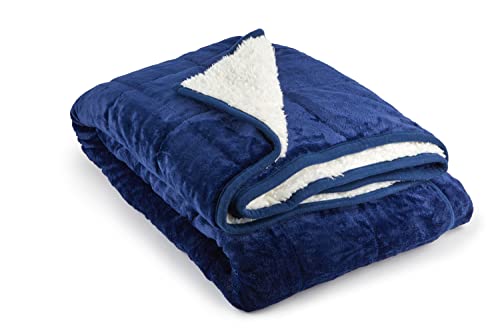 Emma Barclay Sherpa-Decke mit Gewicht, 127 x 152 cm, Marineblau von Emma Barclay