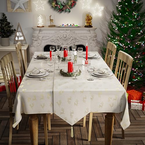 Emma Barclay Weihnachtstisch-Set Rentier, cremefarben, 10-teilig (152 x 213 cm, Tischläufer 33 x 228 cm und 8 Servietten) von Emma Barclay
