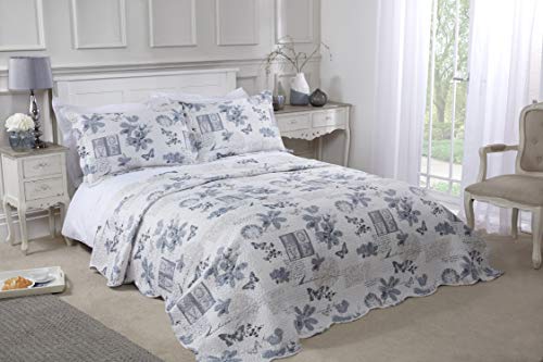 Emma Barclay Wordsworth – gestepptes Patchwork-Tagesdecken-Set – Doppelbett, 100% Polyester, Silber von Emma Barclay