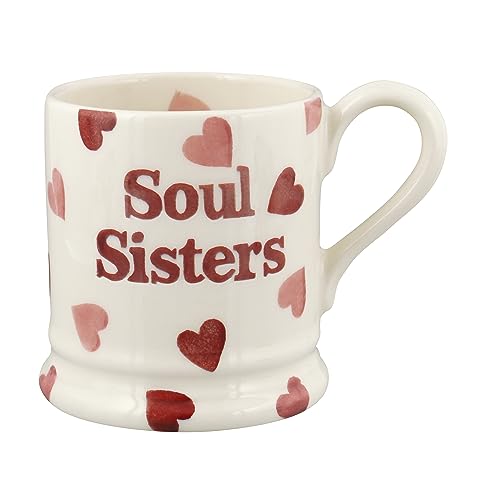 Emma Bridgewater große Tasse 1/2 Pint, Keramik Kaffeetasse groß - Steingut Tasse, Cappuccino, Latte, Kaffee, Teetasse - Schöne Tassen, Geburtstagsgeschenk - Kaffeebecher Rosa Herzen Soul Sisters von Emma Bridgewater