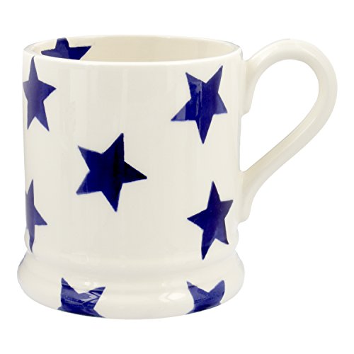 Emma Bridgewater große Tasse 1/2 Pint, Keramik Kaffeetasse groß - Steingut Tasse, Cappuccino, Latte, Kaffee, Teetasse - Schöne Tassen, Geburtstagsgeschenk - Kaffeebecher Blauer Stern von Emma Bridgewater