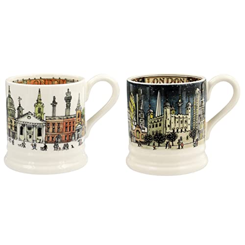 Emma Bridgewater Tassen Set, 2 Stück, große Tasse 1/2 Pint, Steingut Keramik Kaffeetasse - Steingut Tasse, Cappuccino, Latte, Kaffee - Schöne Tassen, Geburtstagsgeschenk - Kaffeebecher London von Emma Bridgewater