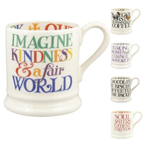 Emma Bridgewater große Tasse 1/2 Pint, Keramik Kaffeetasse groß - Steingut Tasse, Cappuccino, Latte, Kaffee, Teetasse - Schöne Tassen, Geburtstagsgeschenk - Kaffeebecher Regenbogen Schrift Kindness von Emma Bridgewater