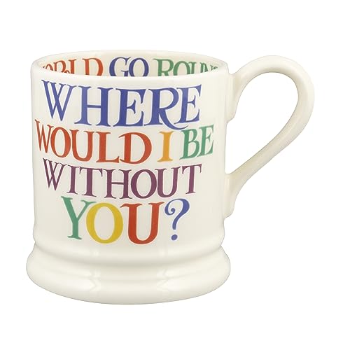 Emma Bridgewater große Tasse 1/2 Pint, Keramik Kaffeetasse groß - Steingut Tasse, Cappuccino, Latte, Kaffee, Teetasse - Schöne Tassen, Geburtstagsgeschenk - Kaffeebecher Regenbogen Schrift Without You von Emma Bridgewater