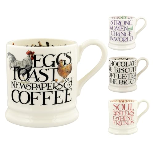 Emma Bridgewater große Tasse 1/2 Pint, Keramik Kaffeetasse groß - Steingut Tasse, Cappuccino, Latte, Kaffee, Teetasse - Schöne Tassen, Geburtstagsgeschenk - Kaffeebecher Rise & Shine von Emma Bridgewater