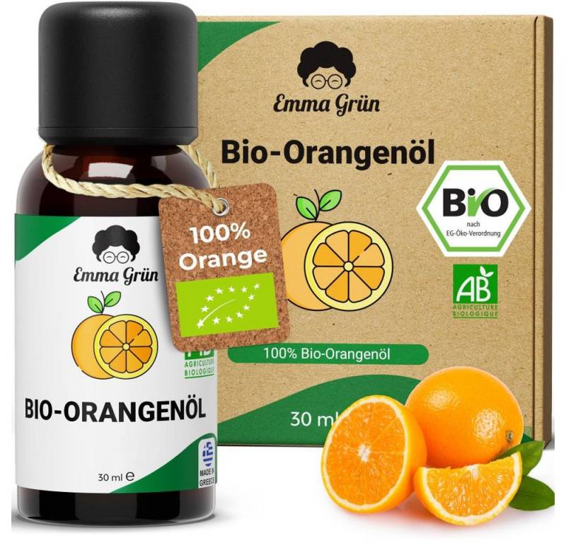 Emma Grün Duftöl Bio Orange 30 ml, ätherisch, naturrein & hochdosiert (Set, Je nach Auswahl: 1x, 2x oder 5x Bio Orangenöl 30 ml), Höchste Bio-Zertifizierung als Lebensmittel, naturrein & ohne Zusätze von Emma Grün
