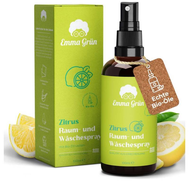 Emma Grün Duftöl Zitrus, Bio Raum- & Wäschespray 100 ml (Set, Je nach Auswahl: 1x, 2x oder 5x Raumspray Zitrus 100 ml), Höchste Bio-Zertifizierung der Duftöle, naturrein & ohne Zusätze von Emma Grün