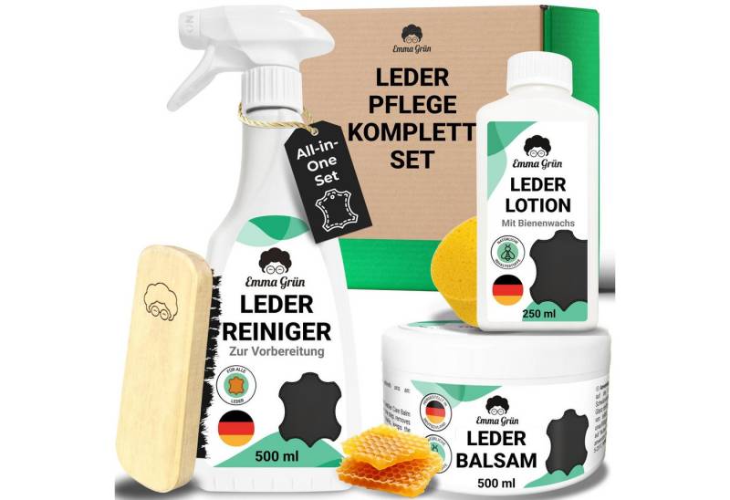 Emma Grün -Set, Reiniger & Lotion mit Bienenwachs Lederpflegeset, pflegt Sofas, Schuhe & Jacken ohne zu fetten, 100% Made in Germany von Emma Grün