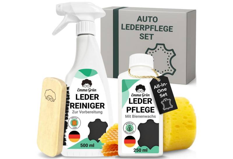 Emma Grün Reiniger & Lotion mit Bienenwachs Lederpflegeset, pflegt Sofas, Schuhe & Jacken ohne zu fetten, 100% Made in Germany von Emma Grün